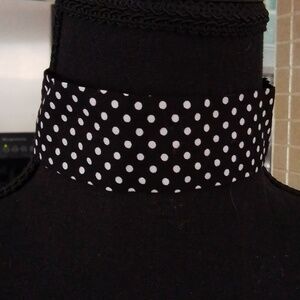 Elegant Black and White Polka Dot Choker Set